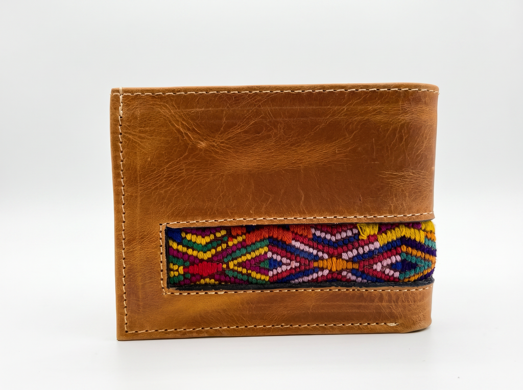Leather & Huipil Bifold Wallet