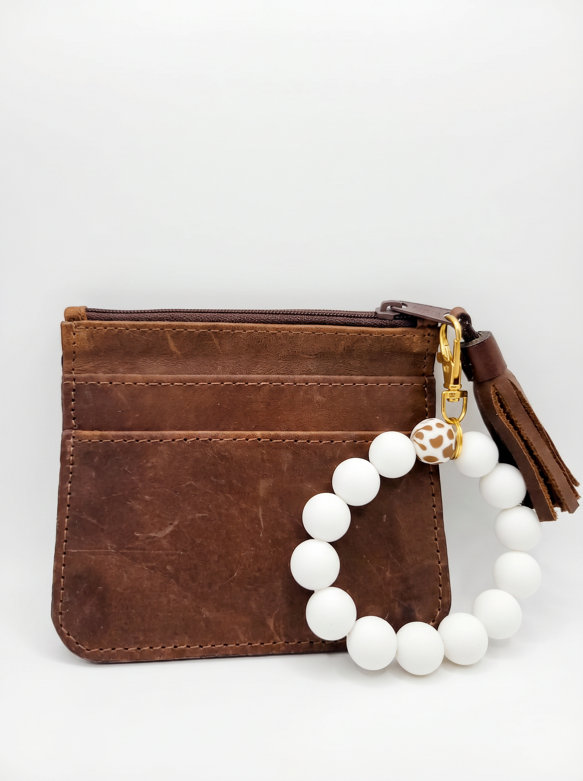 Slim Leather Card Wallet w/ Bracelet