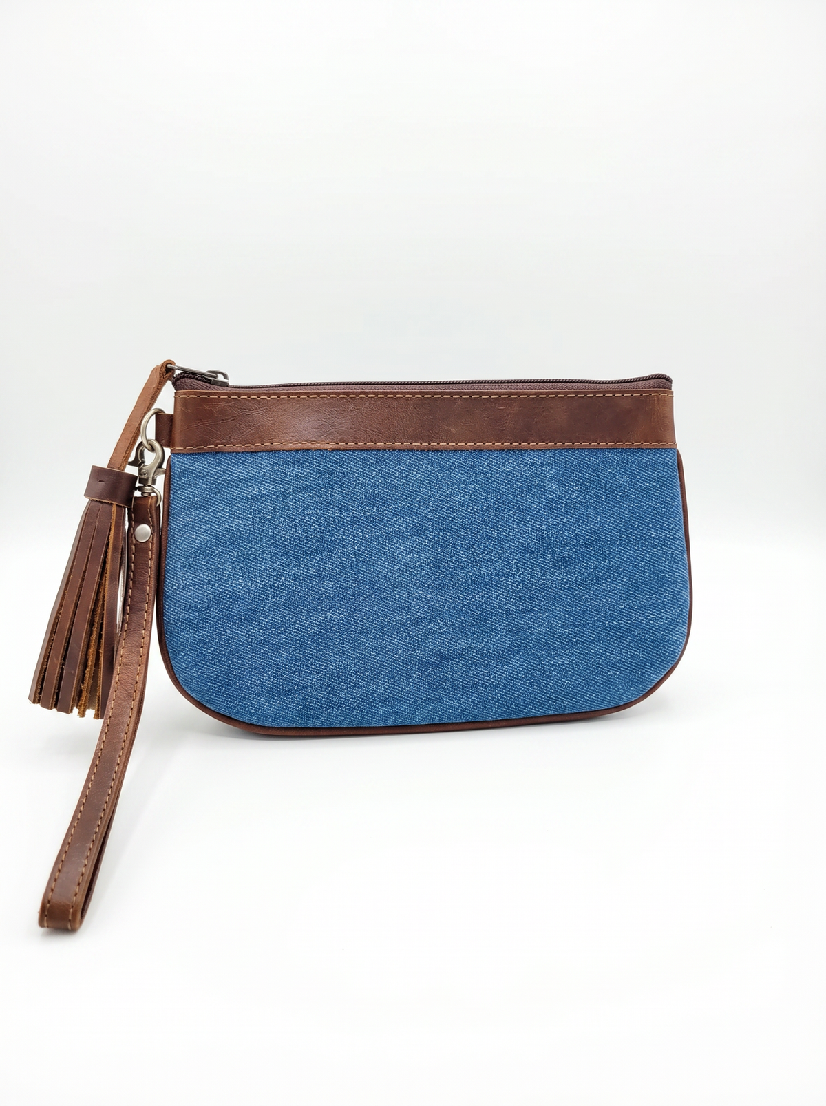 Denim & Leather Wristlet