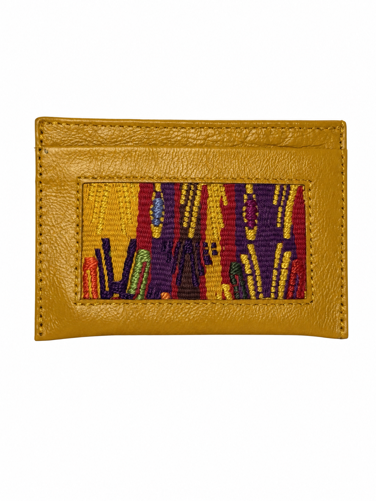 Leather and Huipil Credit Card Wallet