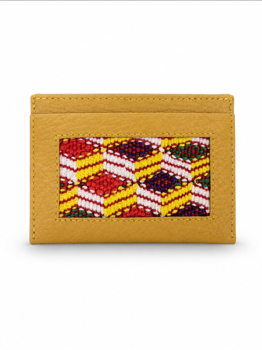 Leather and Huipil Credit Card Wallet