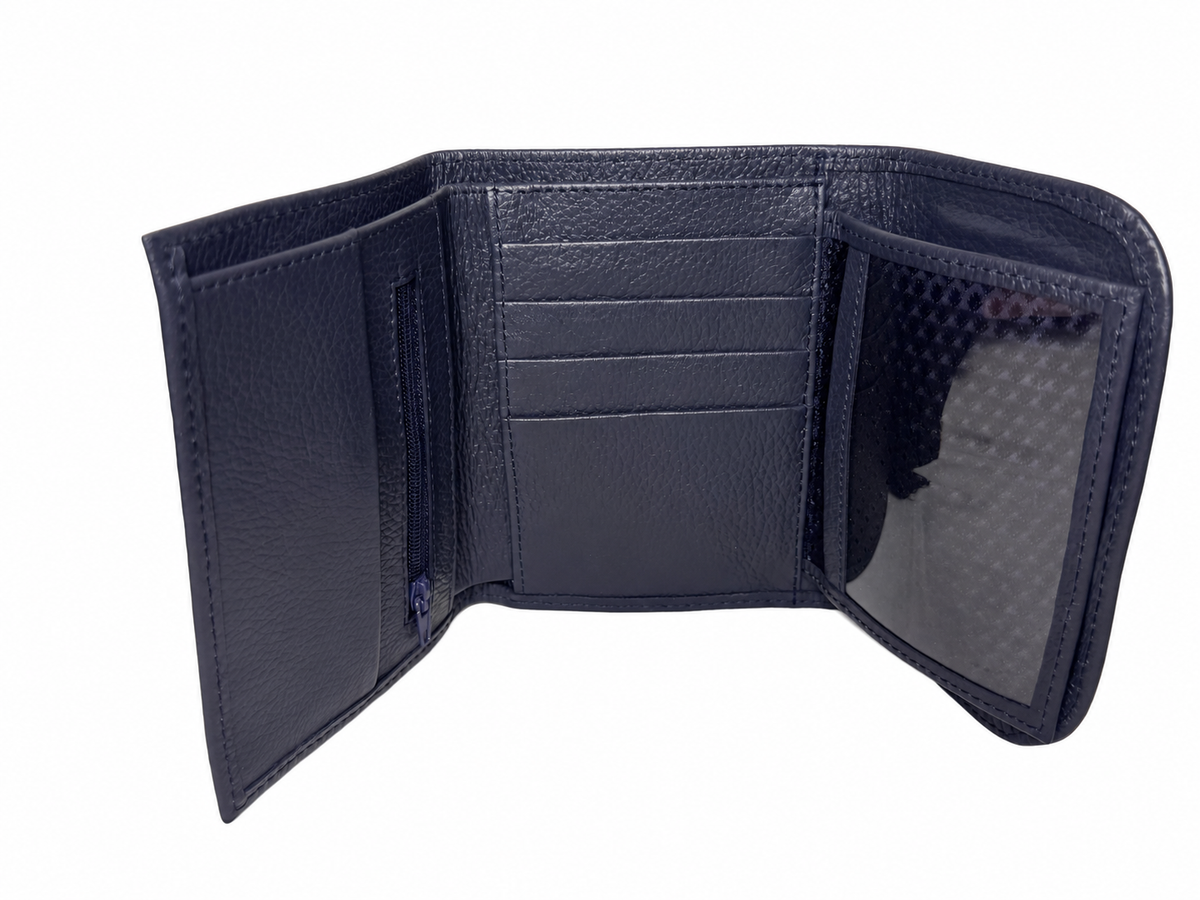 Trifold Leather Wallet With Guatemalan Textiles