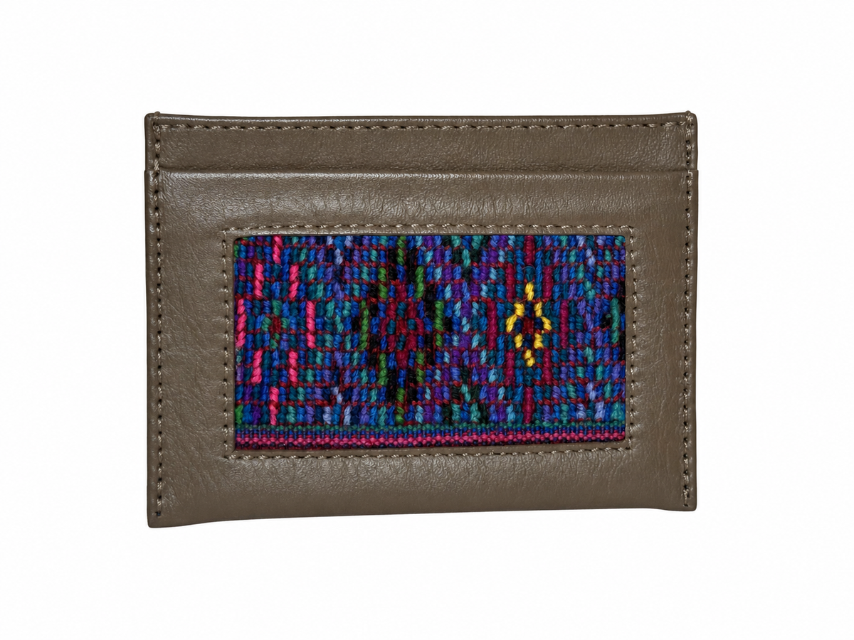 Leather and Huipil Credit Card Wallet