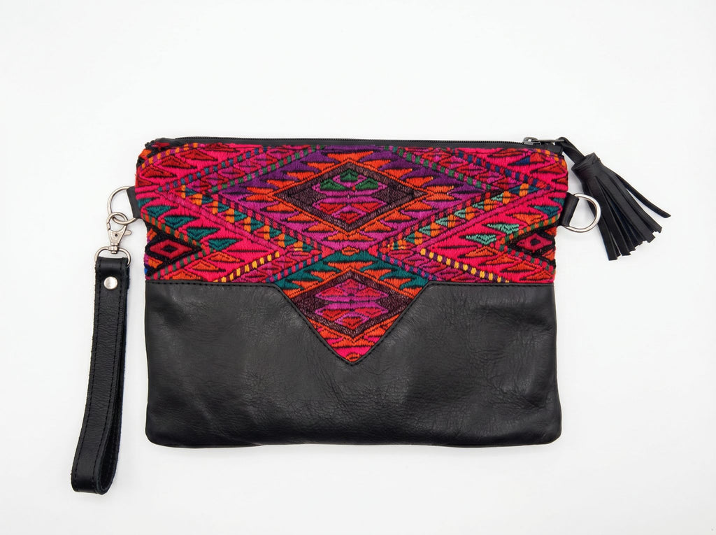 Leather & Huipil Purse