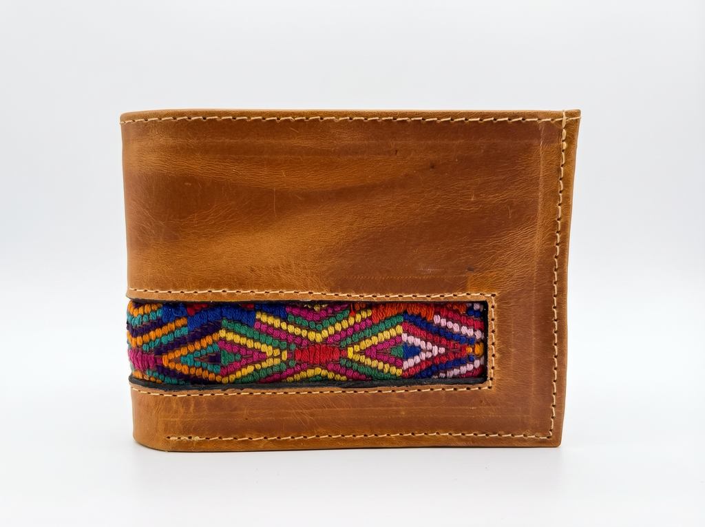 Leather & Huipil Bifold Wallet