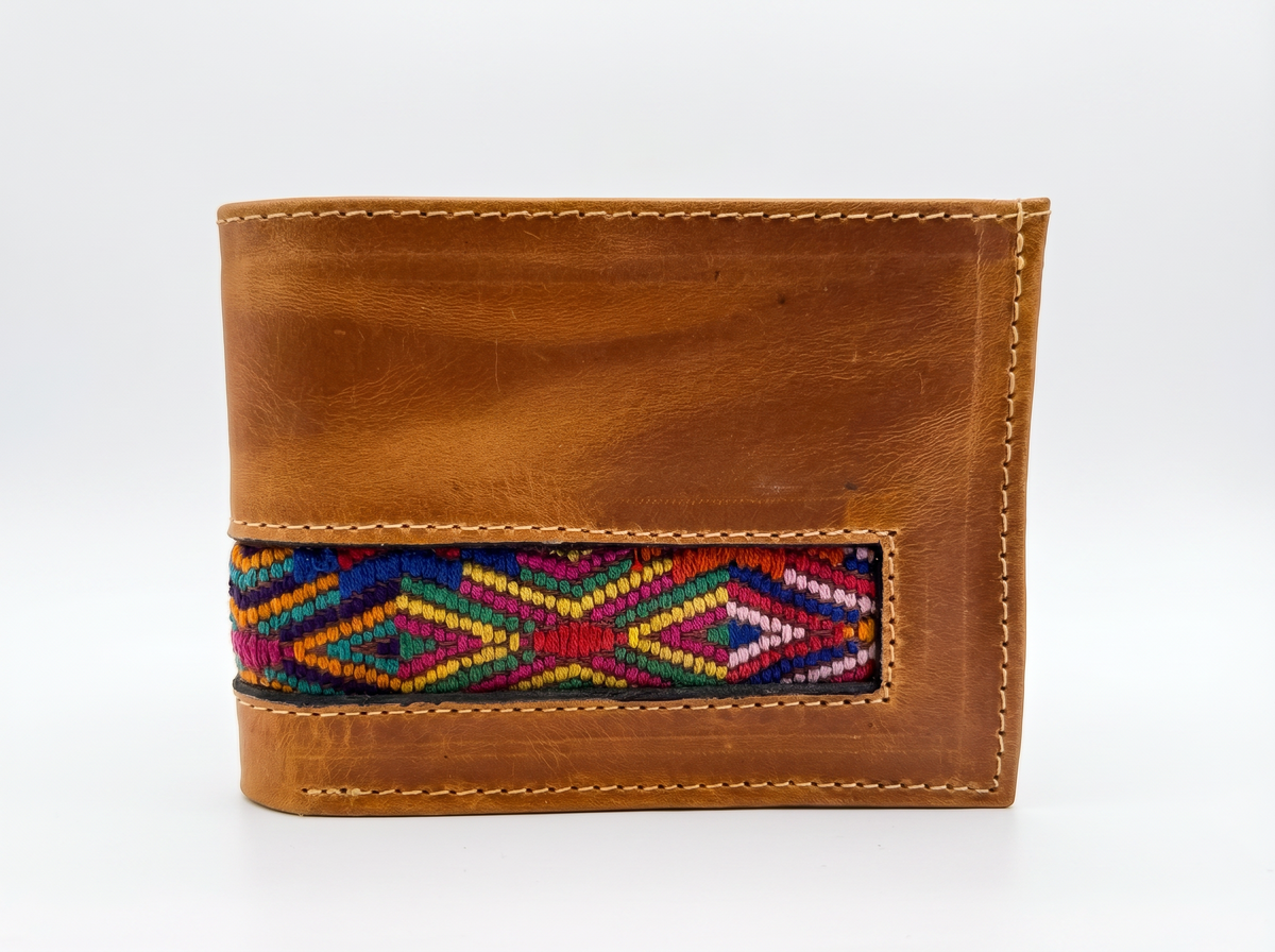 Leather & Huipil Bifold Wallet
