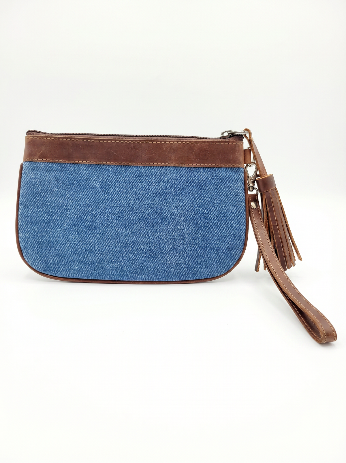 Denim & Leather Wristlet