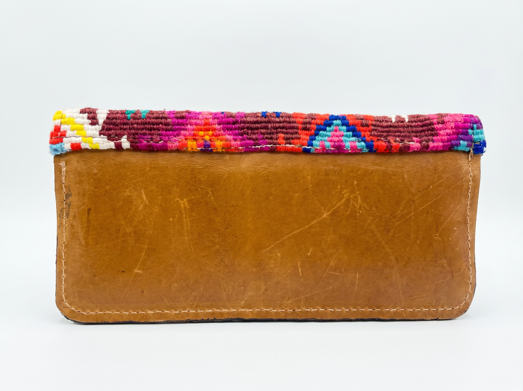 Leather & Huipil Flap Wallet