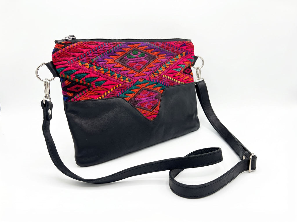 Leather & Huipil Purse