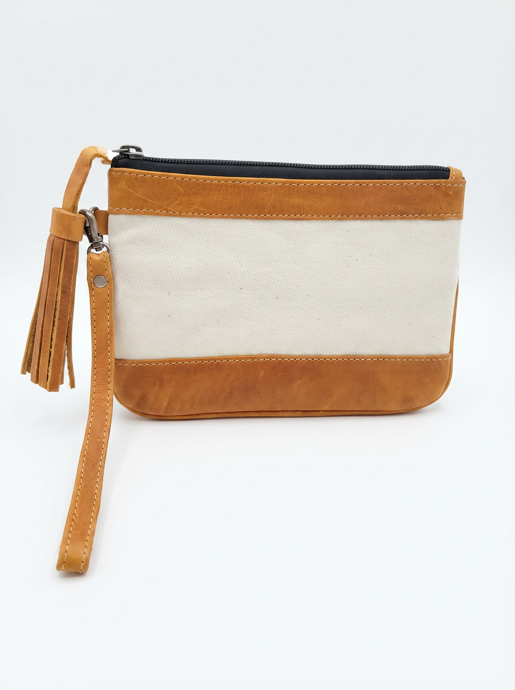 Denim & Leather Wristlet
