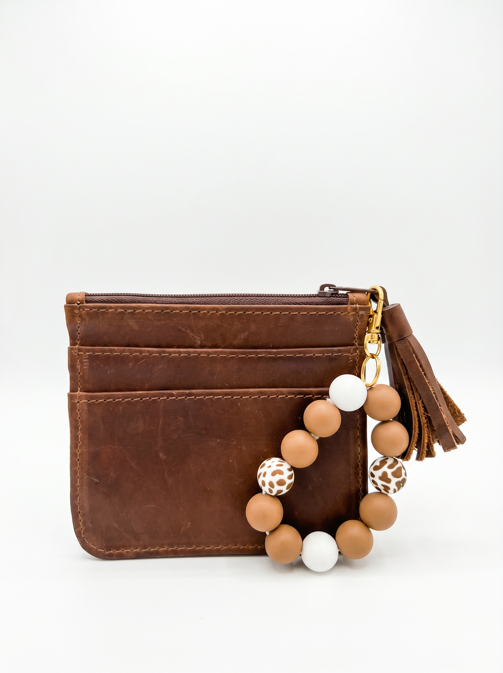 Slim Leather Card Wallet w/ Bracelet