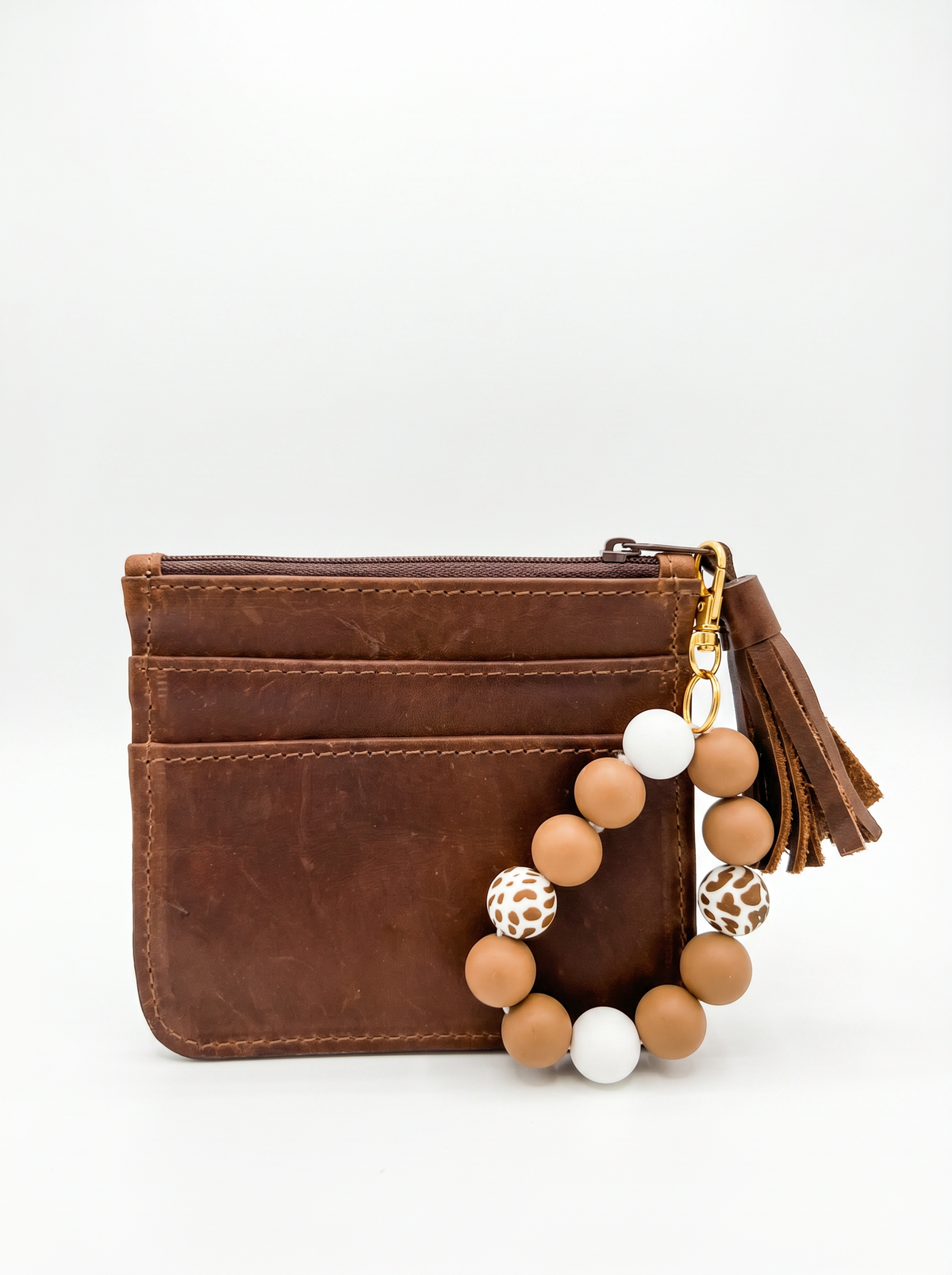 Slim Leather Card Wallet w/ Bracelet