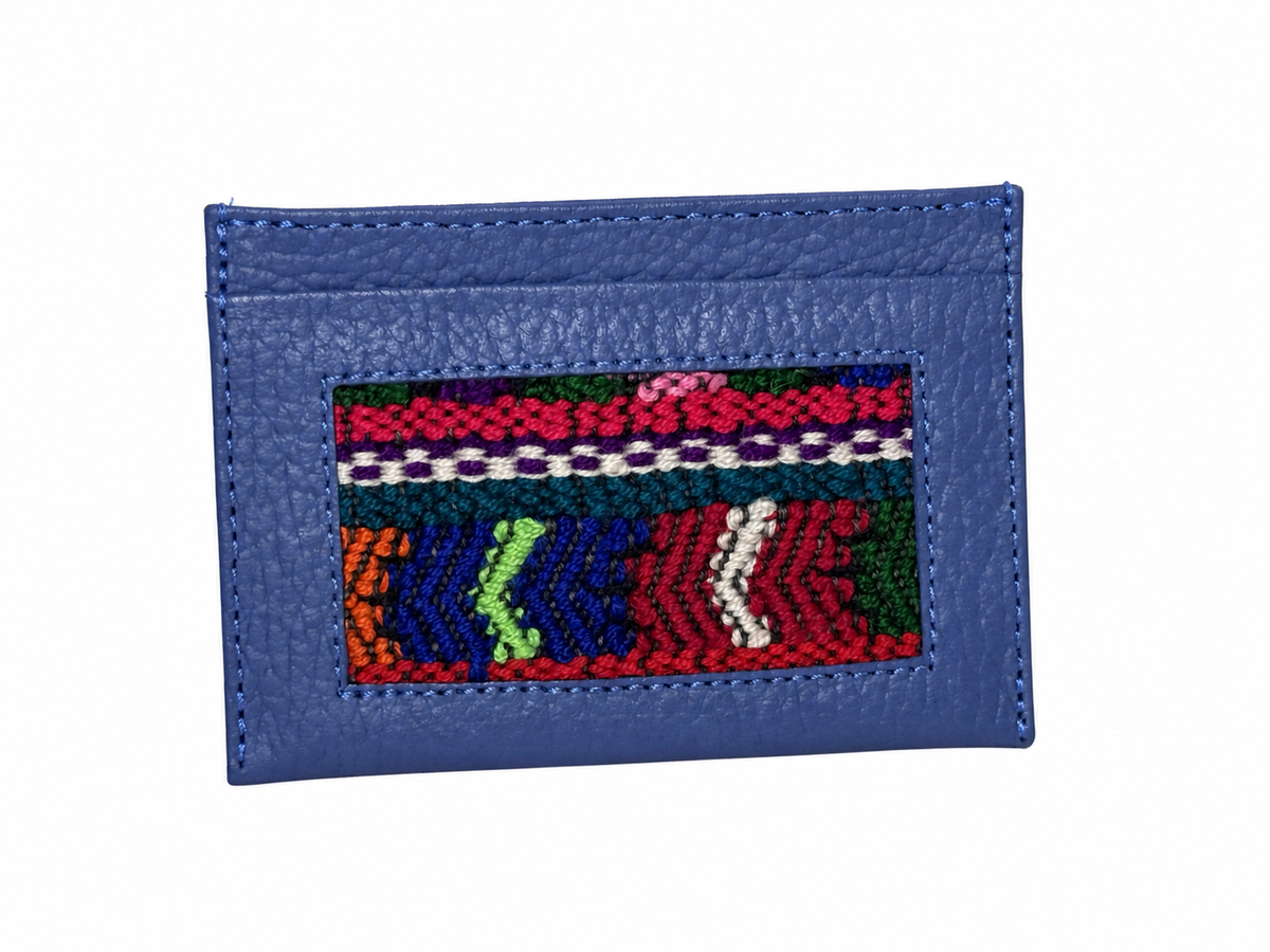 Leather and Huipil Credit Card Wallet