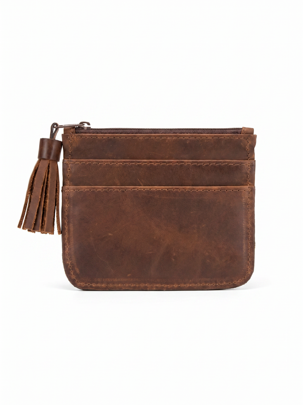 Slim Leather Card Wallet w/ Bracelet