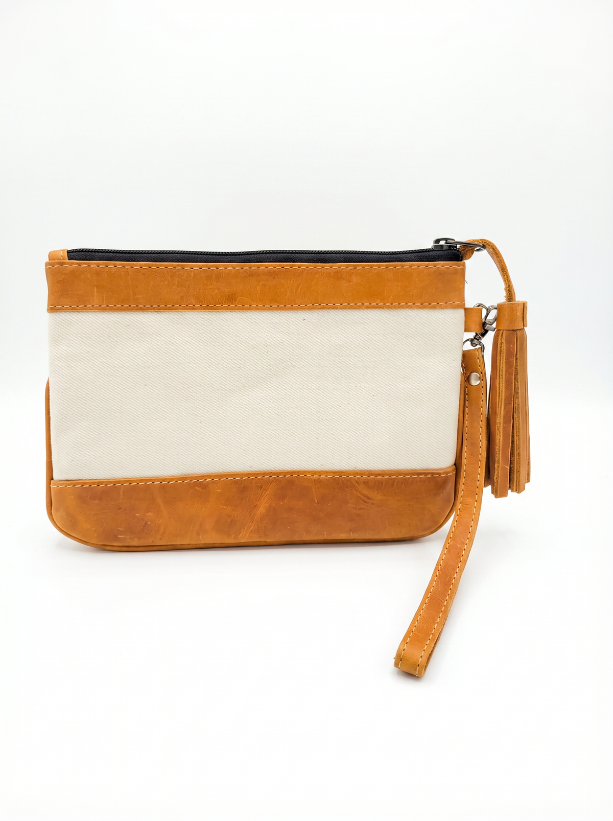 Denim & Leather Wristlet