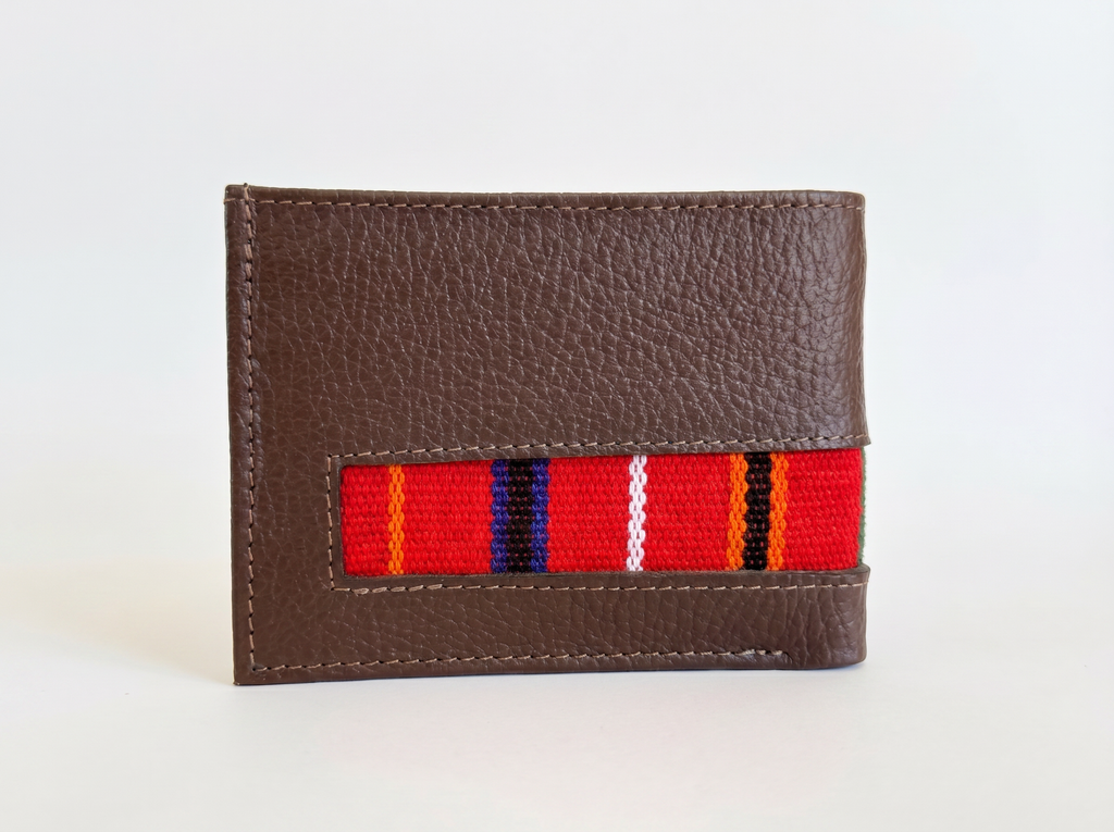 Leather & Huipil Bifold Wallet