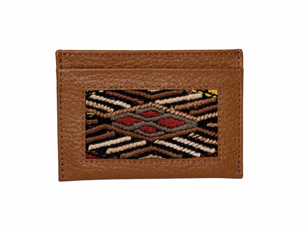 Leather and Huipil Credit Card Wallet