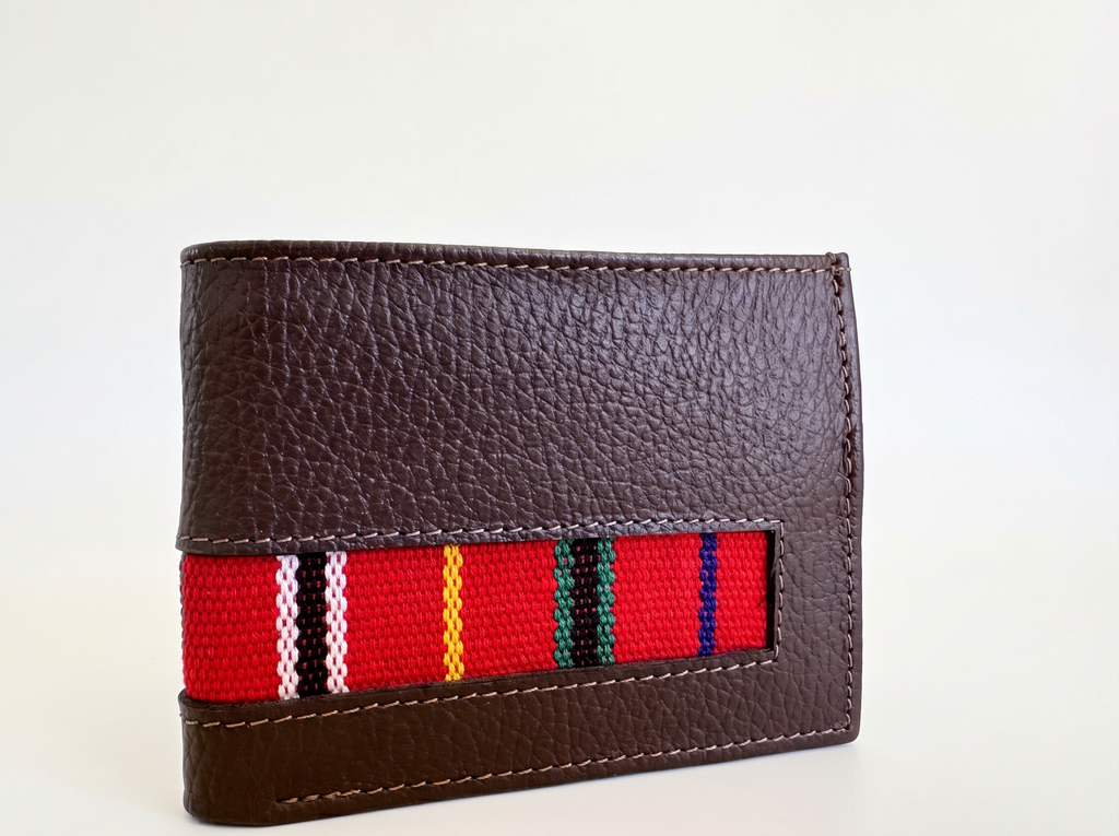 Leather & Huipil Bifold Wallet