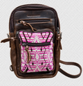 Front Mini Backpack in leather with Guatemalan textile detail